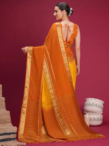 Image of AKHILAM Women's Mysore Silk Ombre Woven Design Saree With Unstitched Blouse Piece (KUSUM4101 NSM Parent)