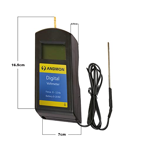 Image of Andmon Electric Fence Tester Battery Testing Digital Electric Fence Voltage Tester Testing Range 250 to19900V LCD Voltage Detector Gardening Tools