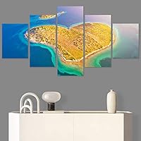 SIGNWIN 5 Panel Canvas Wall Art Modern Art Beach Dramatic Island Landscape Multicolor Photography for Home Decorations Ready to Hang - 60