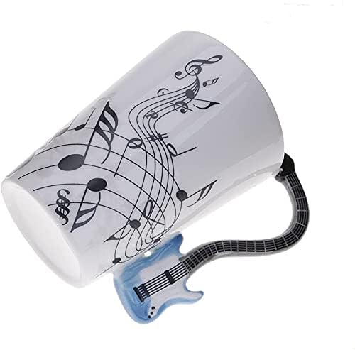 Imtrub Tazza da caffè in ceramica personalizzata con manico, note musicali, chitarra, pianoforte, regali musicali per amici, uomini, donne, insegnanti di musica, regali creativi per compleanni, Natale