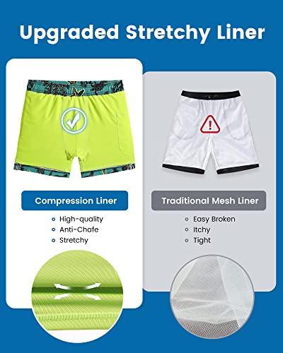 Image of maamgic Mens Swim Trunks with Compression Liner 5 Inch, Quick Dry Bathing Suit with Zipper Pockets, No-Chafing Swim Shorts