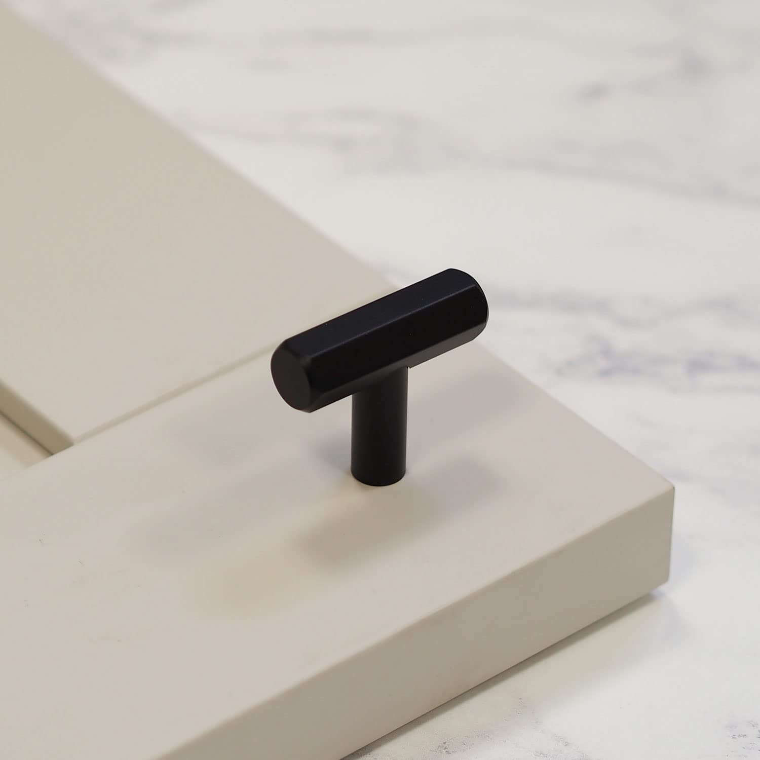 Handle & Home 40mm Matt Black Hexagon Kitchen Cabinet Knob | Cupboard Door Drawer Pull Wardrobe Furniture Replacement