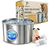 Padlux® Fuente para Gatos de Acero Inoxidable 3,2L Automático – Bebedero Silencioso de Bajo Consumo con 2 Filtros y 3 Esponjas | Dispensador para Mascotas | Fuente de Agua para Gatos Premium