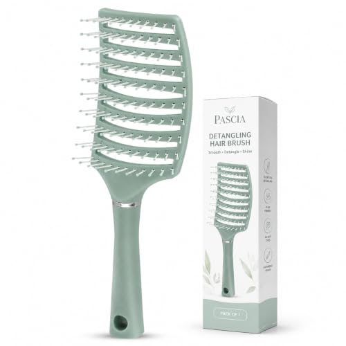 Image of Detangling Hair Brush for Women & Men, Flexible Vented Paddle Hair Brush with Rounded Tip Bristles, Gentle Scalp Massage, Wavy, Wet & Dry Hair, Salon, Home & Daily Hair Care, Pack of 1