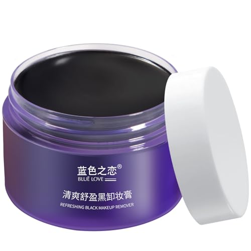 BLUE LOVE Black Makeup Remover Cleansing Balm - Gentle Cleansing Cream for Eyes, Face & Lips - Hydrating Makeup Melting Balm, Deep Cleaning & Moisturizing, Suitable for All Skin Types