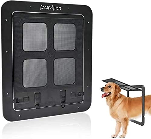 papipet Dog Screen Door, Lockable Sliding Screen Pet Door, Magnetic Self-Closing Screen Doors with Locking Function for Medium Cat Dog…