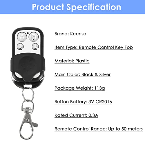 Car Garage Remote Control Key Fob, 4 Pcs Universal Car Garage Door Gate Cloning Wireless Remote Control Key Fob 433.92mhz for Garage Door, Skylight - Image 3
