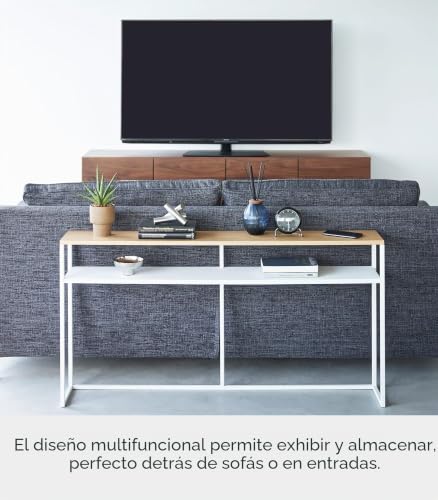 Mesa de entrada YAMAZAKI 2028 de madera y acero estilo nórdico 8