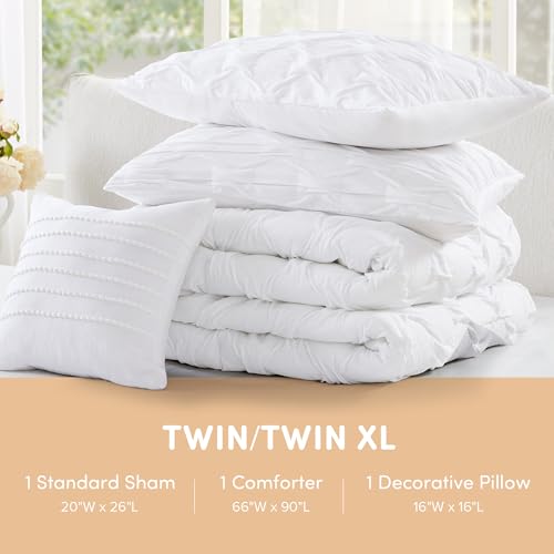 Comfort Spaces All Season Twin XL Comforter Set for Girls, 3 Piece, White - image 8