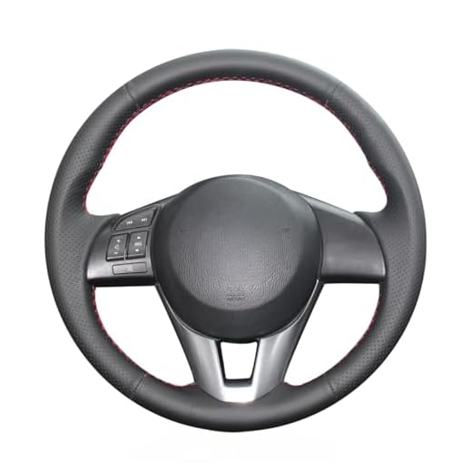 MEWANT Handsömnad svart mikrofiber läder bil rattskydd för Mazda 3 2014-2016 Mazda 6 2014-2016 Mazda 2 2015-2017 CX-3 2016-2017 CX-5 2013-2016 för Scion iA 2017