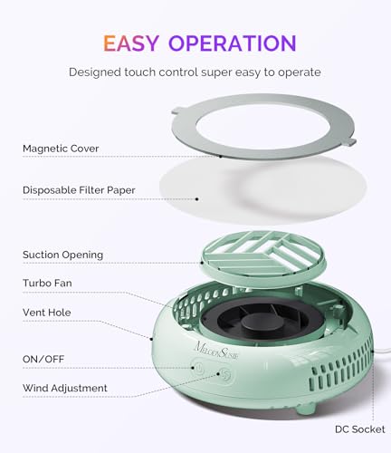 Image of MelodySusie PocketSized Nail Dust Collector with Lightweight Design,HProA 6000RPM Ultra-Small Nail Vacuum Fan with 3 Suction Modes and 30 Disposable Filter Papers for Beginner & Daily Nail Care,Green