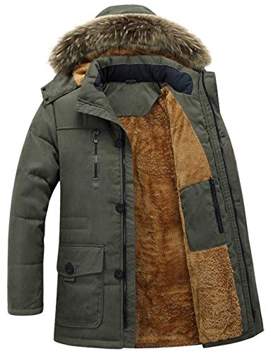 chouyatou Men's Winter Removable Hooded Frost-Fighter Sherpa Lined Midi Packable Parka Jackets3