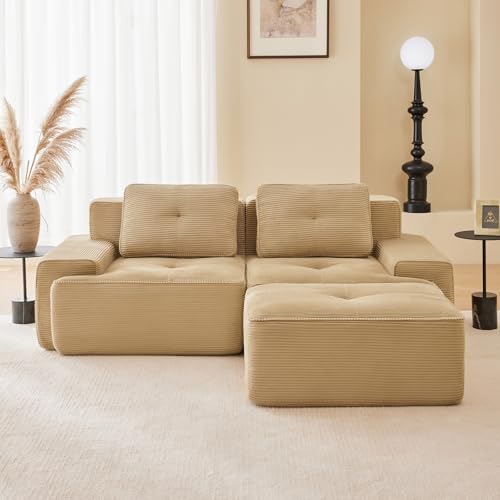 Image of Corduroy Modular Sectional Sofa, Oversized Cloud Couches for Living Room