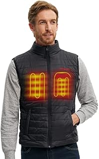CONQUECO Men's Heated Vest Jacket: Slim Fit Electric Heating Gilet with Battery Pack in Winter Warm for Outdoor Camping Hiking Hunting
