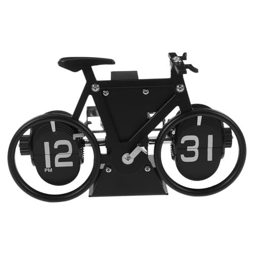 ULTECHNOVO ビンテージスル 自転車デザイン フリップクロック 機械式デジタル 卓上置き時計 ブラック 耐久性とエレガントなデスク装飾に