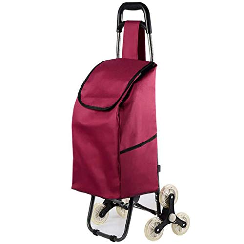 Rot Einkaufstrolley, 39.4L Extra große Reifen Abnehmbare regenfeste Tasche Regenbeutel Einkaufswagen, Gelten Supermarkt…
