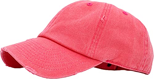 Image of KBETHOS Vintage Washed Distressed Cotton Dad Hat Baseball Cap Adjustable Polo Trucker Unisex Style Headwear