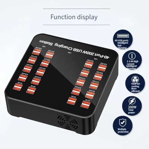 Image of Smart 40 Ports USB Hub Charging Station Power Outlet Multi Port Speed Dock Charger Suitable for Hotels, Shops, Schools, Shopping Mall and Travel - Black (40 USB Port)
