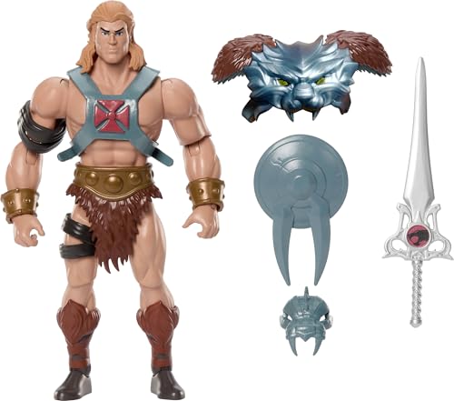 Masters of The Universe Origins & Thundercats 5.5 Inch Posable Action Figure He-Man, 1980s Crossover Toy, Removable Armor, Sword, Shield & Mini Comic