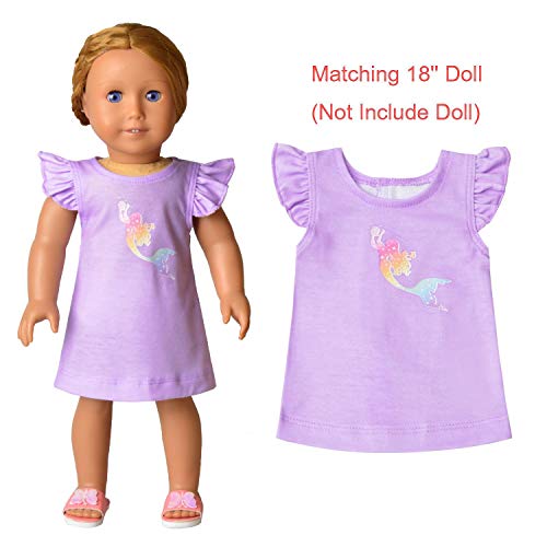 Jxstar Matching Girls&Doll Nightgowns Pajamas Princess Sleepwear Flutter Sleeve Night Dresses4