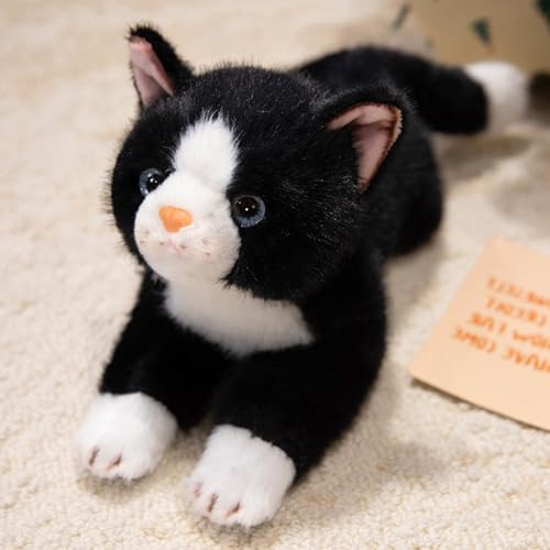 Image of PEACH CAT Cat Stuffed Animal 15 inch Realistic Kitten Plushies Soft Plush Toys Gifts for Kids Black