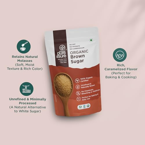 Image of Pure & Sure Organic Brown Sugar | Natural, Healthy & Wholesome | Powdered for Baking, Tea, & Coffee 500GM