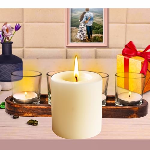 Image of Pure Source India Vanilla Scented Pillar Candle 3x3 inch Smokeless & Dripless Wax Candles for Home Decor and Light Festivals (Set of 1)