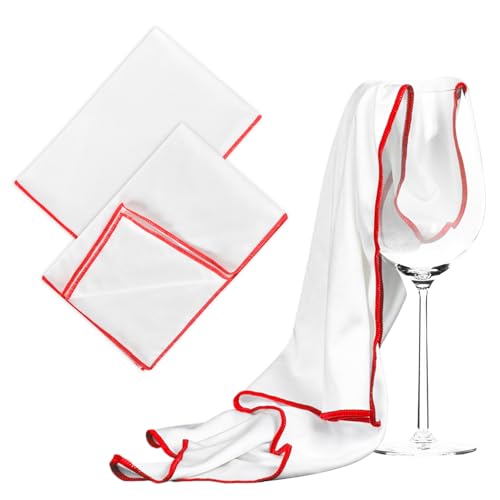 ZYFC Set of 2pcs Wine Glass Cloths, Large Microfiber Polishing Cloths-Soft, Absorbent, and Reusable Cleaning Cloths for Wine Glasses, Stemware, Glass, and Tableware - 60 x 45 cm (23.6" x 17.7")