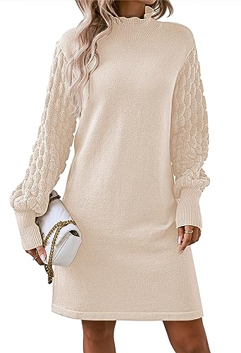 sweater dress for birthday Pink Queen Cute Mini Short Dresses Outfits Women Clubwear Long Sleeve Chunky High Waist Casual Loose Night Out Dress Apricot S at Amazon Women's Clothing store long sleeves Valentino 2000s Size 6 Size:US size 6 length_Sweep Train