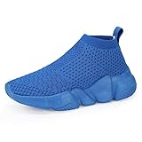 CHUI Boys Girls Blue Sock Casual Fashion Sneakers Knitted Shoes Running Shoes Lightweight Breathable Tennis Shoes Sports Walking Non Slip Shoes(Big/Little) Kids Size 3 M US A-royal Blue 3 Little Kid