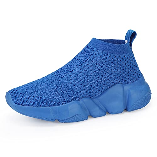 CHUI Boys Girls Blue Sock Casual Fashion Sneakers Knitted Shoes Running Shoes Lightweight Breathable Tennis Shoes Sports Walking Non Slip Shoes(Big/Little) Kids Size 11 M US A-royal Blue