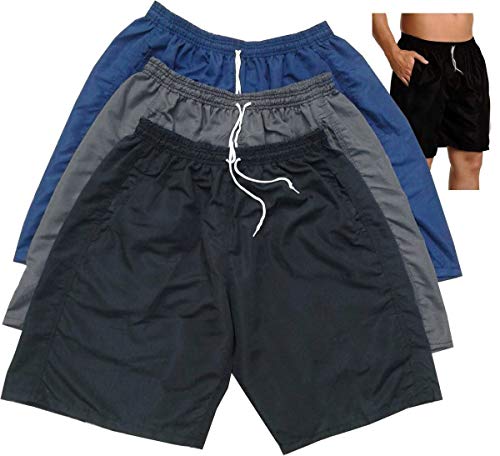 Bermuda Short tactel masculina plus size 50 ao 62 kit c/3 (54, preto cinza azul)