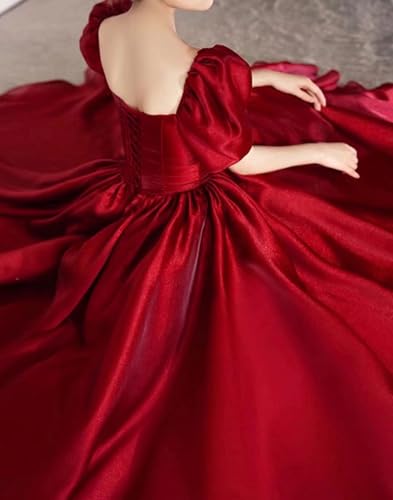 Puffy Sleeve Prom Dresses Long Satin Princess Ball Gown Pockets A Line Evening Gowns for Women Formal2