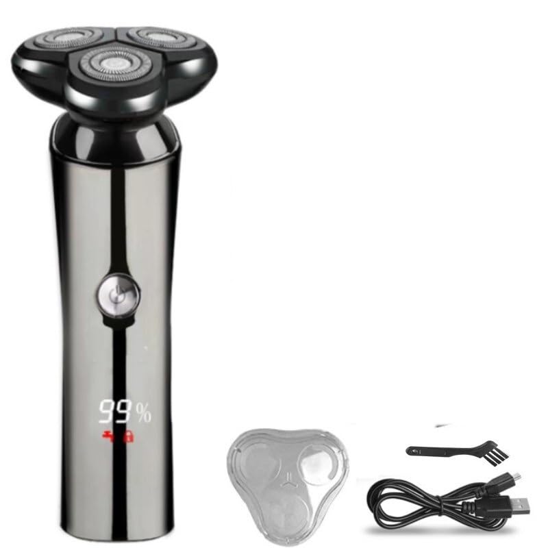 Rasoi per uomini calvi, rasoio elettrico da uomo ricaricabile rotante galleggiante rasoio barba trimmer capelli display LCD macchina da barba bagnata e asciutta