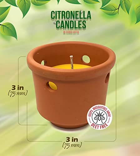Hyoola Citronella Candles In Terra Cotta Holder - 2 Pack - Scented Candles Citronella - 14 Hour Burn Time - 3" X 3" Citronella Candle Outdoor And Indoor Use - Made In Europe #TOP2