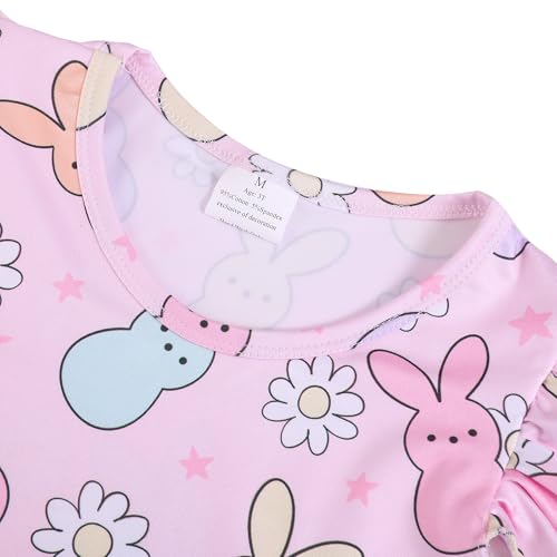 Image of nebljgo Toddler Girl Bunny Clothing Sets Spring Summer T-Shirt Leggings Pants Outfit 3-8Y