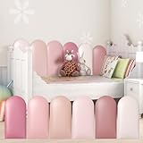Jetec 4 Pcs Wall Padding for Kids with Autism Playroom Anti Collision 3D 15.75 x 7.87 Inch Peel and Stick Headboard Upholstered Wall Panels for Nursery Protection(Pink Series)