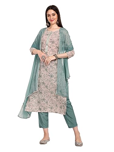 Image of Naixa Women's Cotton Floral Straight Kurta Set