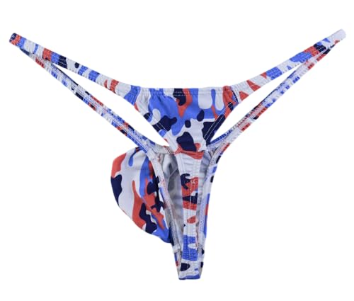 Mens Bulge Pouch G-String Cotton Colorful Camo Thong Underwear WSS1232
