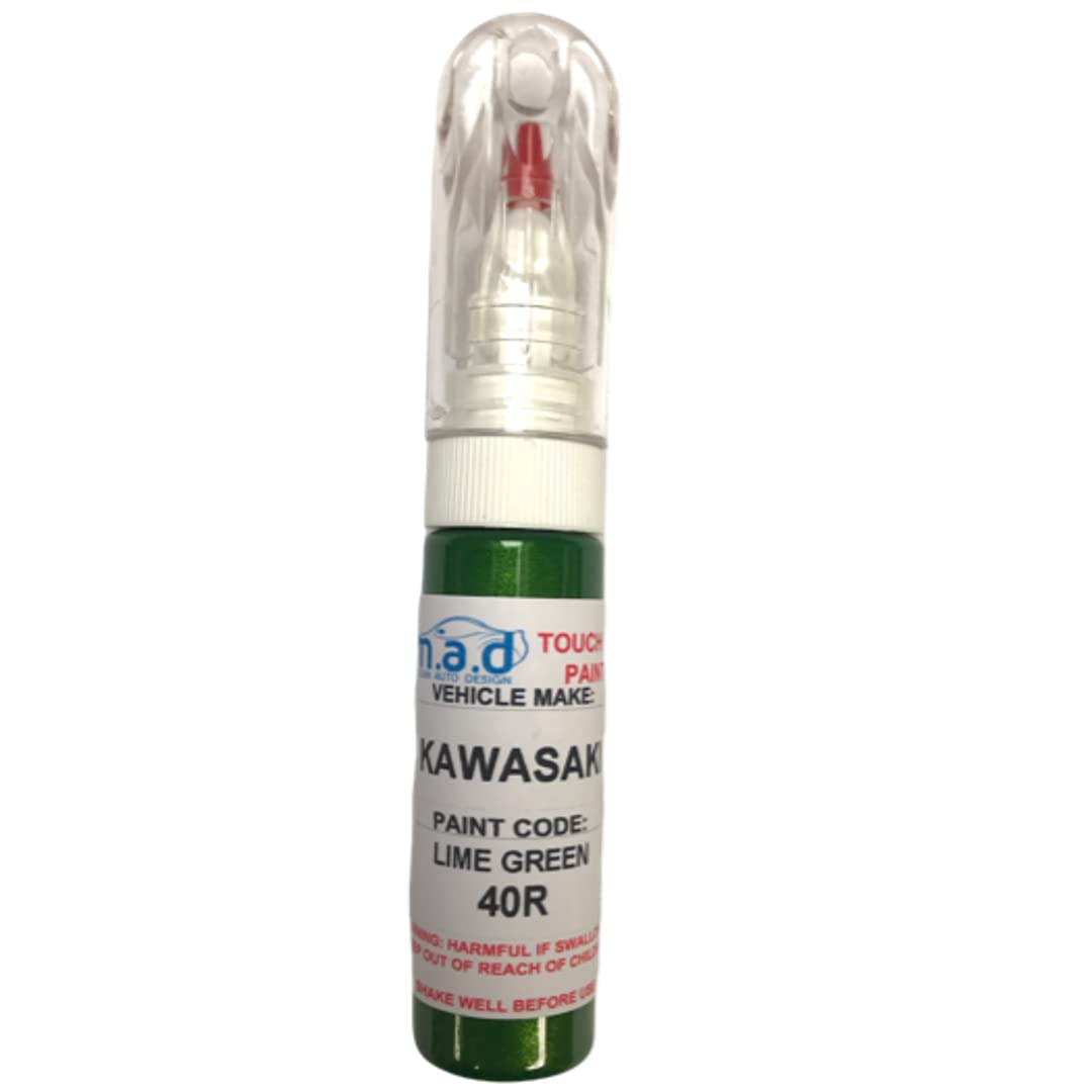 M.a.d Myldan Auto Design Paint + Primer + Lacquer Touch Up Pen For Kawasaki Lime Green 40R New Brush Repair Paint Chip Scratch (Paint + Primer + Lacquer)
