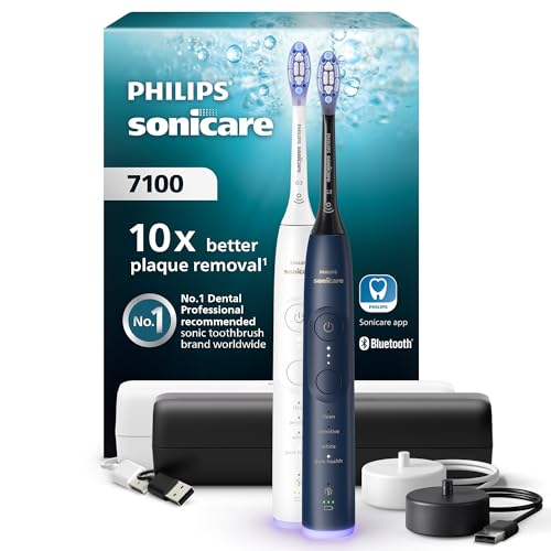 Philips Sonicare 7100 elektrische Zahnbürste, Schallzahnbürste mit App, 4 Putzmodi und 3...