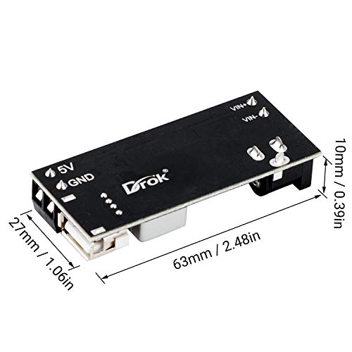 DROK Buck Converter 12v to 5v, 5A USB Voltage Regulator DC 9V-36V Step Down to DC 5V-5.3V 5.2V 3.5-6A Volt Transformer Power Supply Module for Phone Fast Charging3