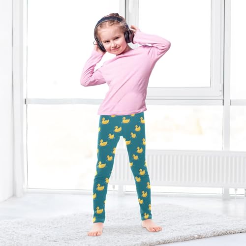 Girls Leggings Yellow Duck Teal Soft Toddler Leggings for Girls Kids Pants Size 4T-10T4