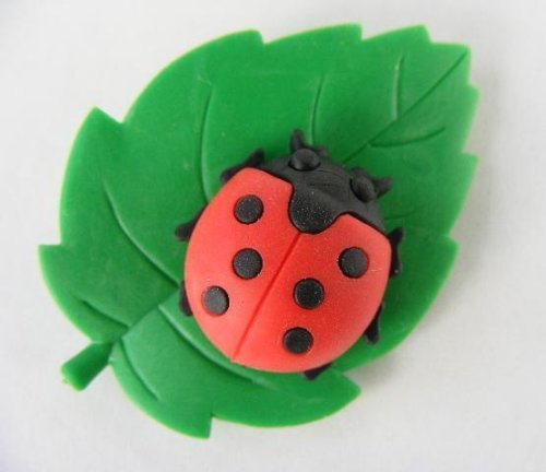 Red Ladybug on Leaf Japanese Erasers. 2 Pack by PencilThings
