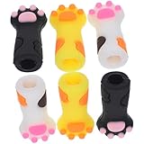 MAGICLULU 6pcs Cat Paw Cuticle Scissors Protective Caps with Soft Silicone Cover, Creative Random Color