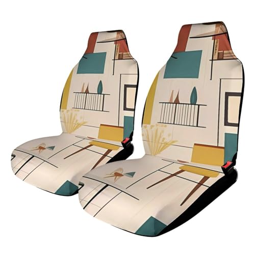 Housse de siège de voiture universelle à motif géométrique rétro