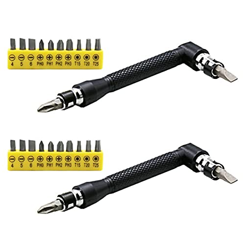 PALMIER L字ドライバー ビット10本付属 2個セット プラスドライバー マイナスドライバー レンチ スパナ ミニドライバー DIY 工具 ドライバ―セット 自転車修理 バイク修理 L字 ミニ工具 2-ELDORA