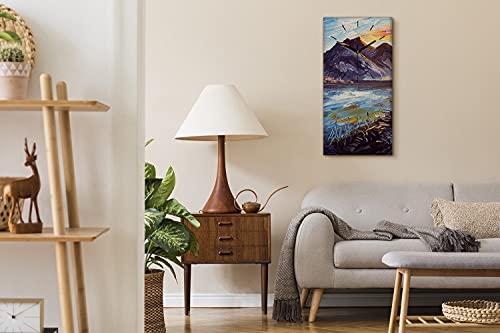 Image art moderne et horloge murale design paysage eau pour déco murale