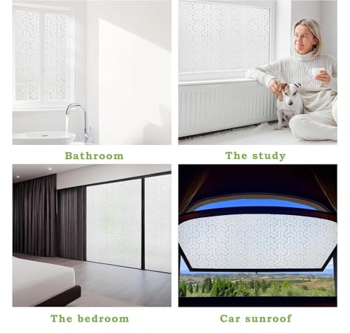 Image of WOO Home Frosted Glass Window Film & Stickers (24 X 60 Inchs) Privacy Window Cover for Home & Office - Easy Apply, UV Protection, Removable Decorative Film (3D Diamond 2 X 5 SQFT)