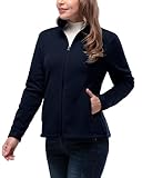 33,000ft Womens Fleece Jackets Ladies Lightweight Warm Full Zip Coat Breathable Microfleece Ladies Sweater Casual Long Sleeve, Ideal for Travelling Outdoor Sport Dark Navy Blue XL